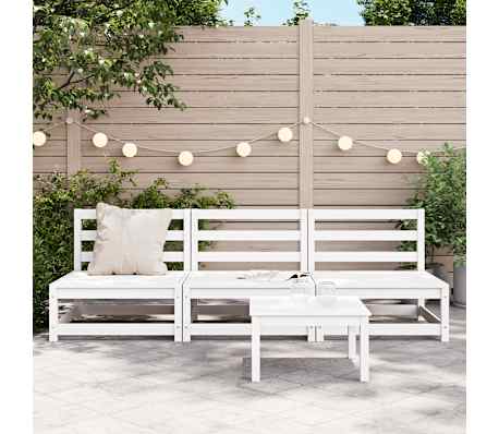 vidaXL Garden Middle Sofas 3 pcs White Solid Wood Pine