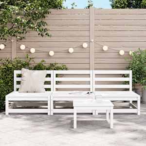 vidaXL Garden Middle Sofas 3 pcs White Solid Wood Pine
