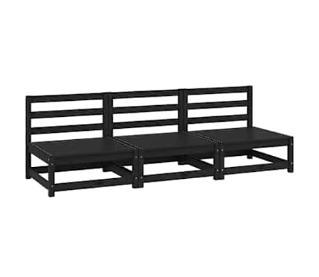 vidaXL Canap&eacute;s centraux de jardin 3 pcs noir bois de pin massif
