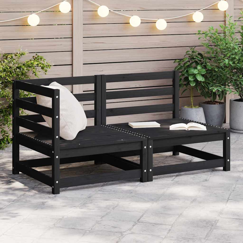 vidaXL 2-tlg. Garten-Lounge-Set Schwarz Massivholz Kiefer