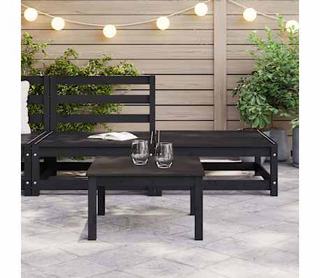 vidaXL Hagesofagruppe 2 deler svart heltre furu