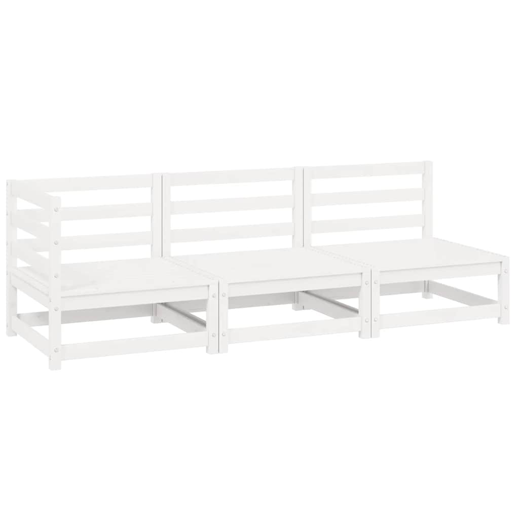 Salon de jardin 3 pcs Blanc Bois de pin massif