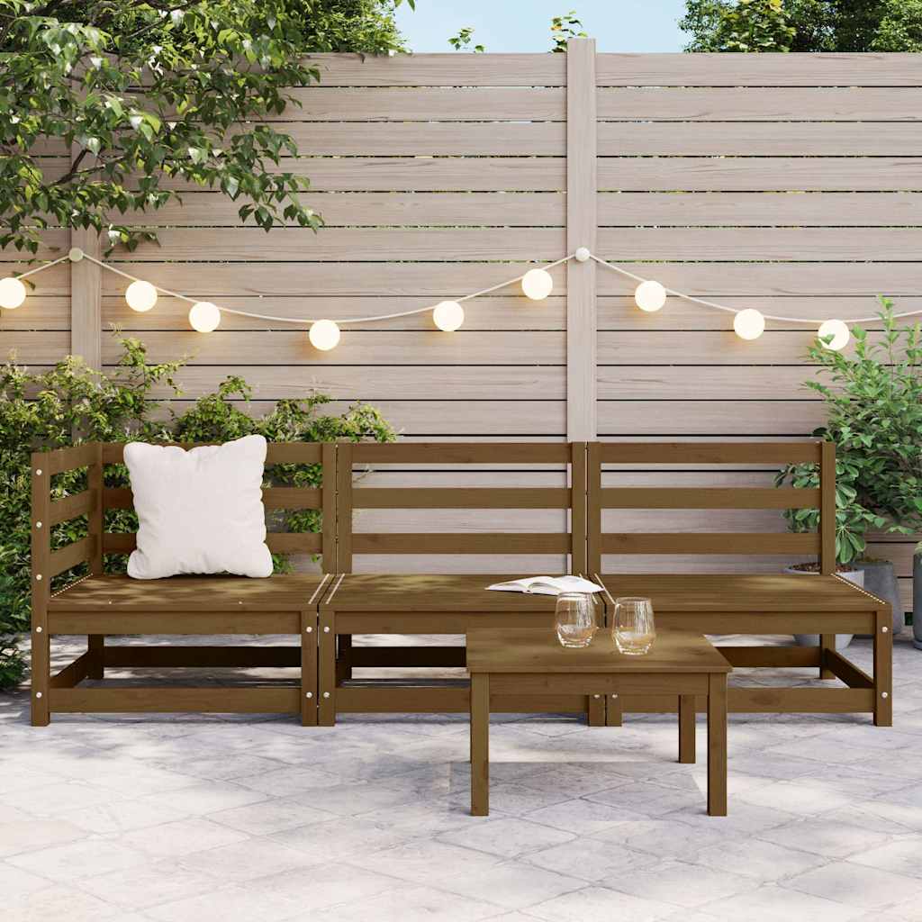 

vidaXL 3-delige Loungeset massief grenenhout honingbruin