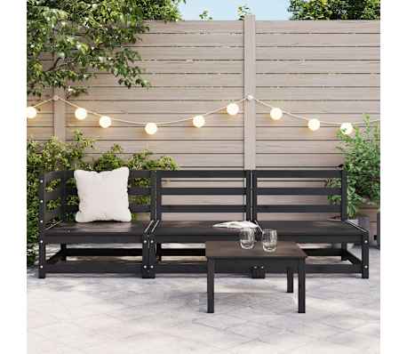 vidaXL 3-tlg. Garten-Lounge-Set Schwarz Massivholz Kiefer