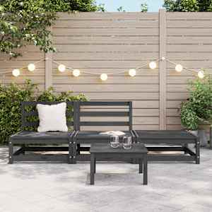 vidaXL Sodo poilsio baldų komplektas, 3 dalių, pilkas, pu&scaron;ies masyvas