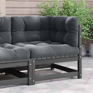 Vrtni kotni kavč z antracitnimi blazinami trdna borovina