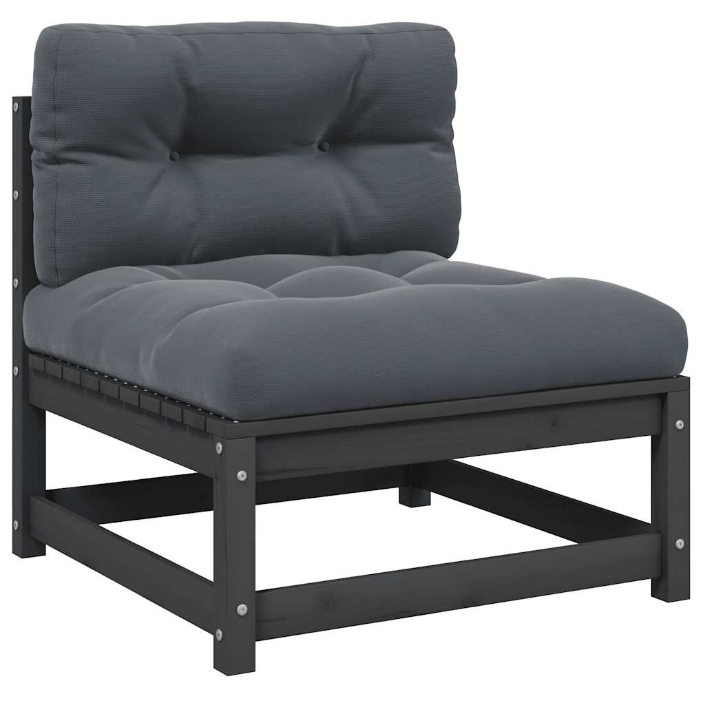 vidaXL Ogrodowa sofa rodkowa z antracytowymi poduszkami, szare drewno