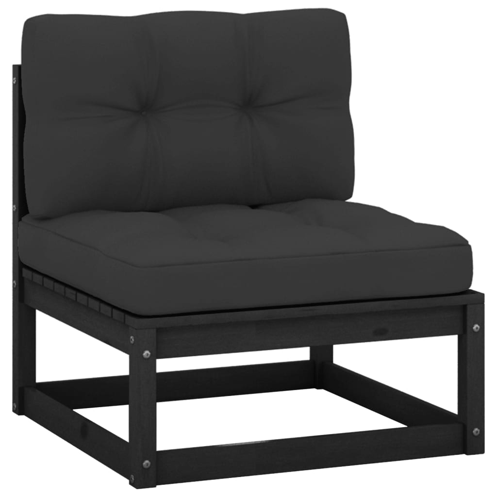 vidaXL Ogrodowa sofa rodkowa z antracytowymi poduszkami, lite drewno