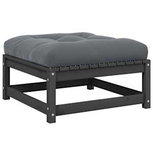 Vrtni stolček za noge z blazino siva trdna borovina