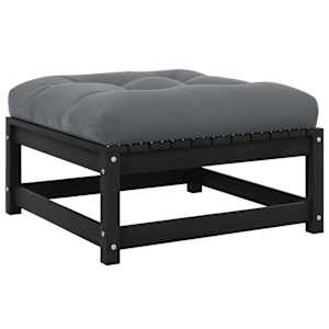 Vrtni stolček za noge z blazino črna trdna borovina