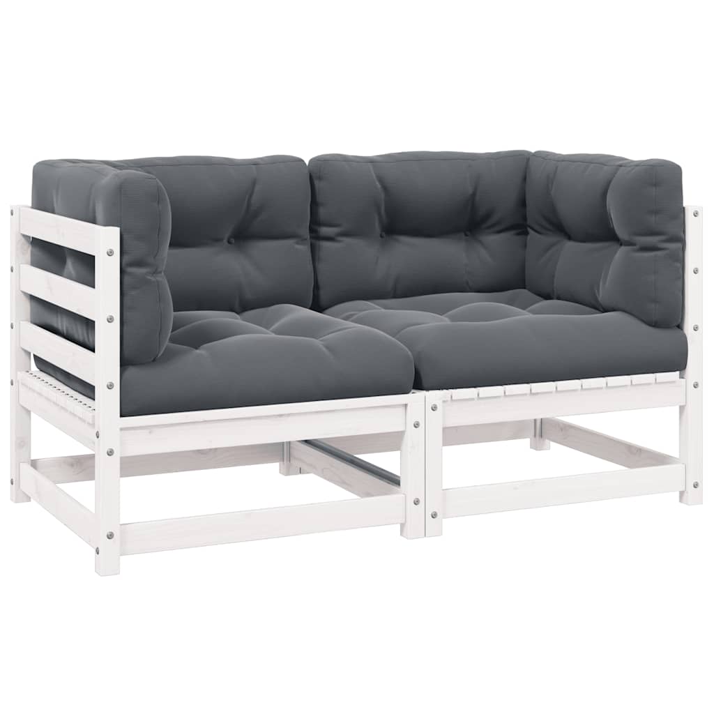 vidaXL 2-osobowa sofa ogrodowa z poduszkami, biaa, drewno sosnowe