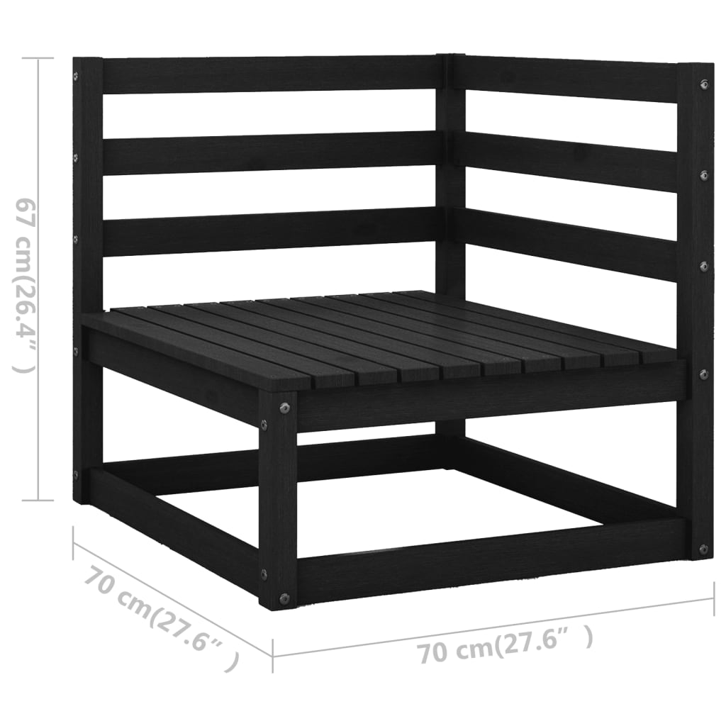 2-Sitzer-Gartensofa mit Kissen Schwarz Kiefer Massivholz