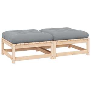 Vrtni stolček za noge z blazino 2 kosa trdna borovina