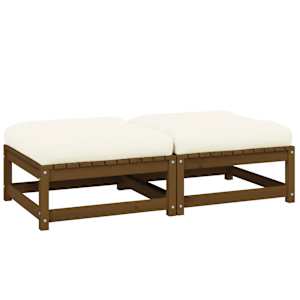 Vrtni stolček za noge z blazino 2 kosa medeno rjava borovina