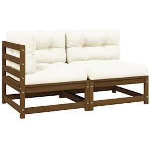 Vrtna sedežna garnitura 2-delna z blazinami medeno rjava