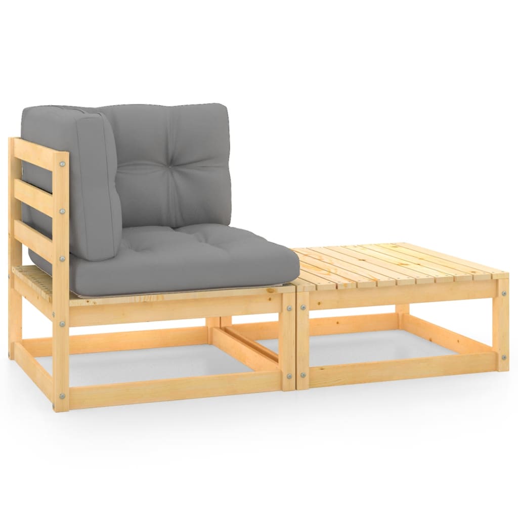 

vidaXL 2 Piece Patio Lounge Set with Cushions Solid Pinewood