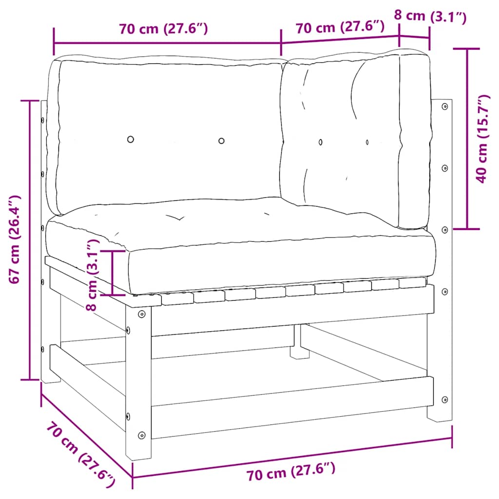 Patio Furniture Outdoor Sectional Set with Cushions Solid Wood Pine vidaXL vidaX - Picture 56 of 60