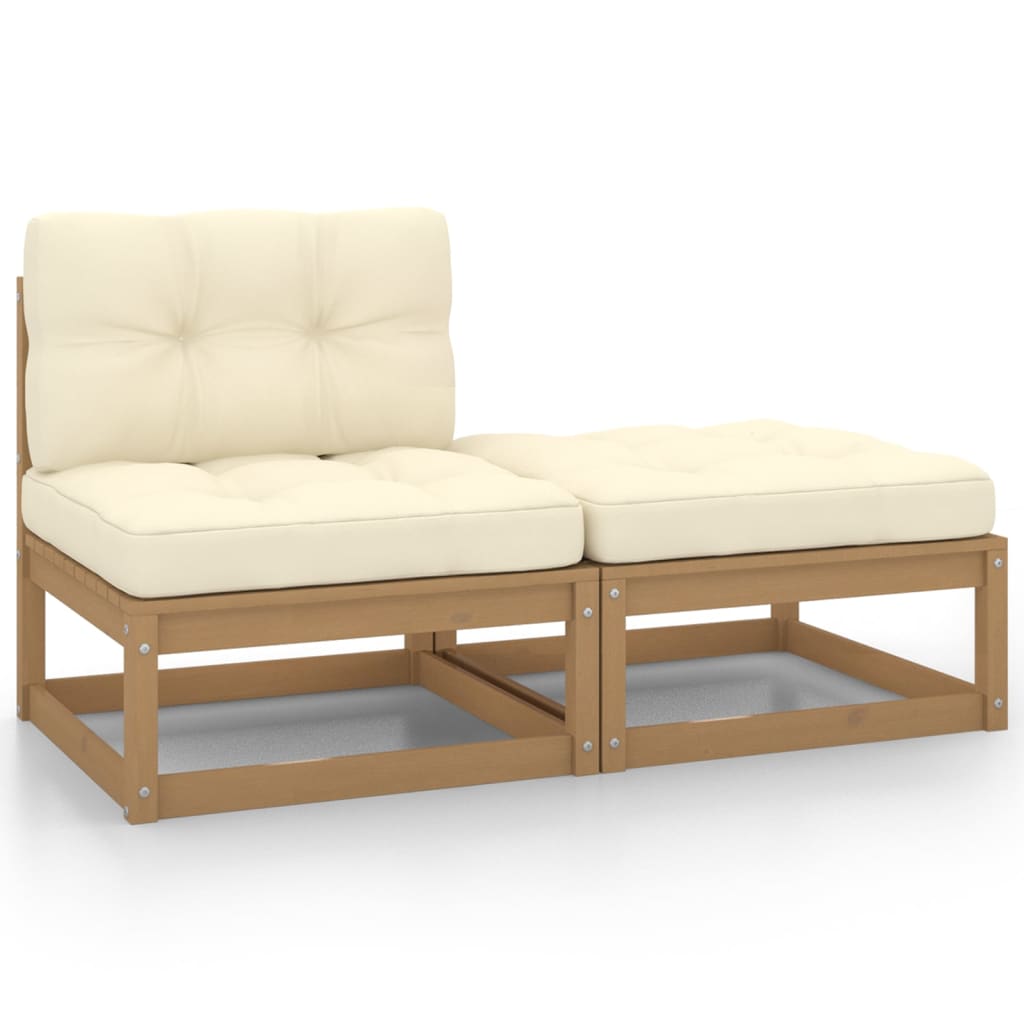 vidaXL Set mobilier gradina cu perne 2 piese maro miere lemn masiv pin