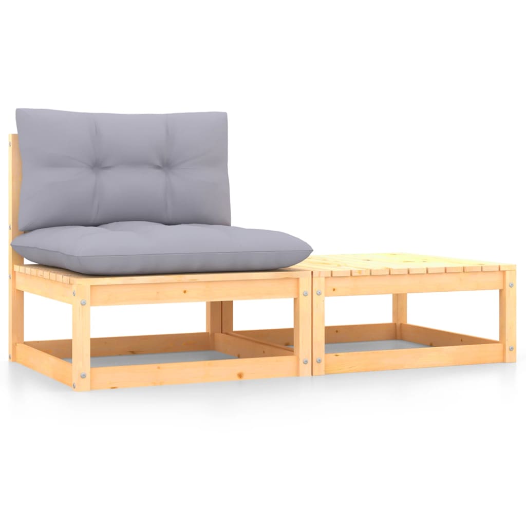 

vidaXL 2 Piece Patio Lounge Set with Cushions Solid Pinewood