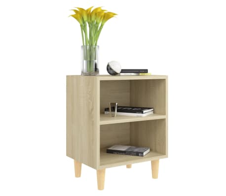 vidaXL Κομοδίνα 2 τεμ. Sonoma Δρυς 40x30x50εκ. & Μασίφ Ξύλινα Πόδια