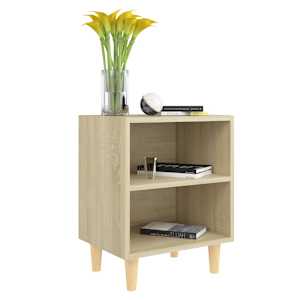 vidaXL Κομοδίνα 2 τεμ. Sonoma Δρυς 40x30x50εκ. & Μασίφ Ξύλινα Πόδια