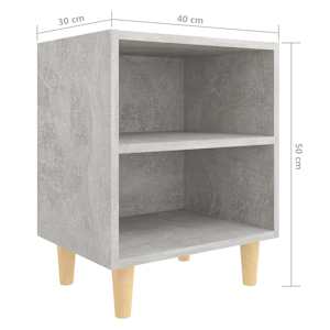 Noční stolky s nohami z masivu 2 ks betonově šedé 40x30x50 cm - obrázek 7