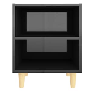 Noční stolek masivní dřevěné nohy černý vysoký lesk 40x30x50 cm - obrázek 4