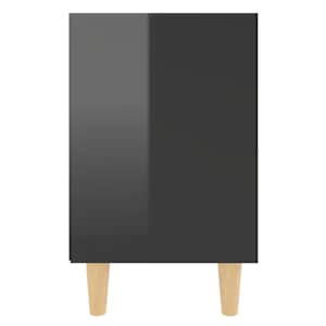 Noční stolek masivní dřevěné nohy černý vysoký lesk 40x30x50 cm - obrázek 5
