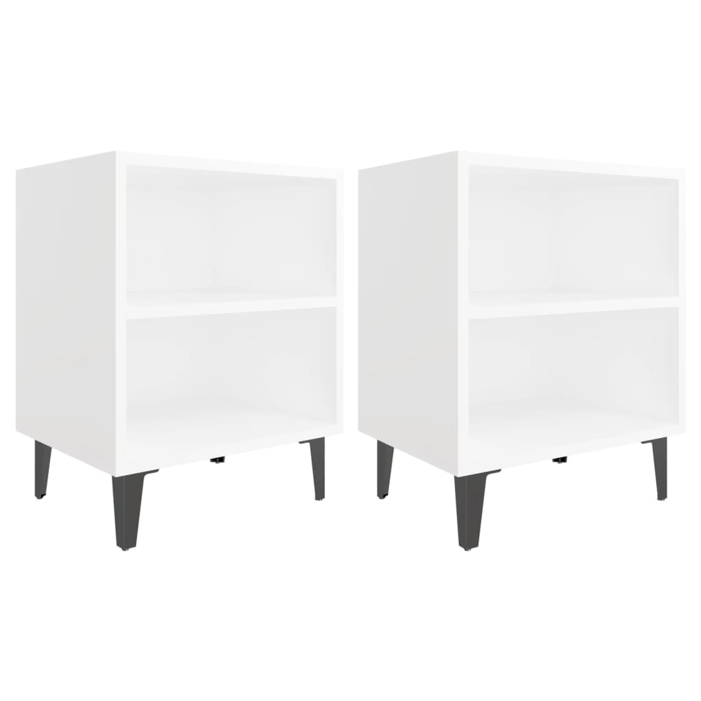 E-shop vidaXL Nočné stolíky s kovovými nohami 2 ks, biele 40x30x50 cm