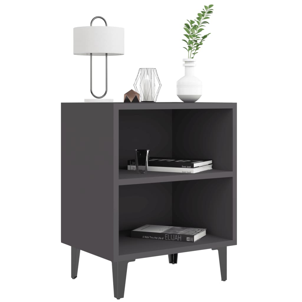 

vidaXL Nachtkastje met metalen poten 40x30x50 cm grijs