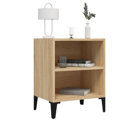 vidaXL Nattbord med metallben 2 stk sonoma eik 40x30x50 cm