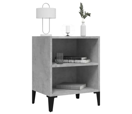 vidaXL Bed Cabinets with Metal Legs 2 pcs Concrete Grey 40x30x50 cm