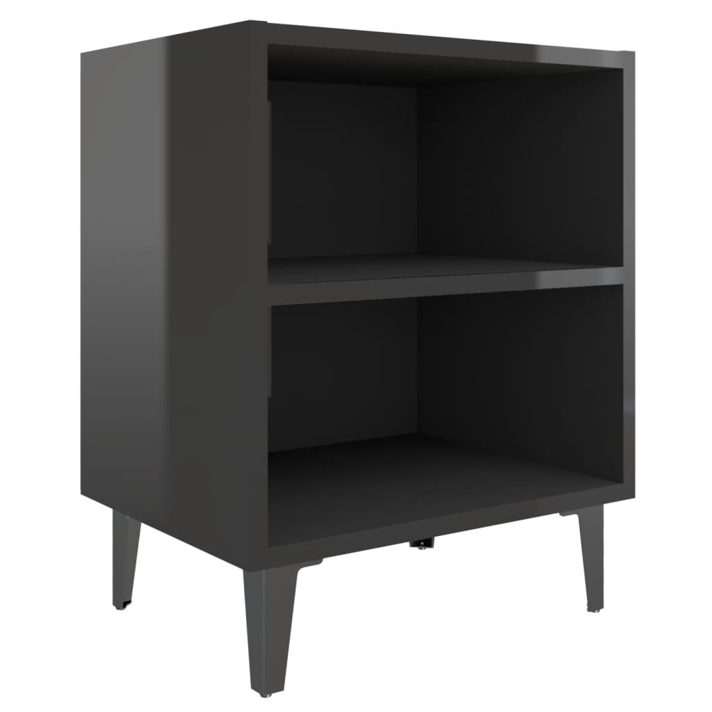 

vidaXL Nachtkastjes 2 st met metalen poten 40x30x50 cm hoogglans zwart