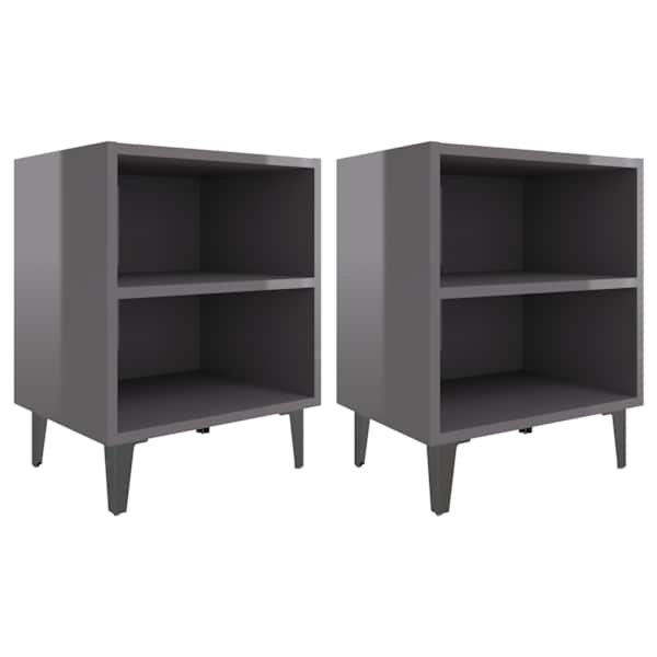 vidaXL &ouml;&ouml;kapid metalljalgadega, 2 tk, k&otilde;rgl&auml;ikega hall, 40x30x50 cm