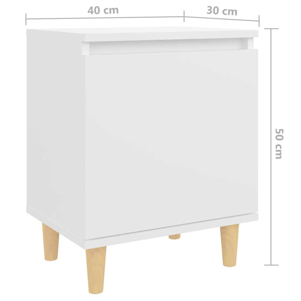 Nachttisch mit Massivholzbeinen Weiß 40x30x50 cm