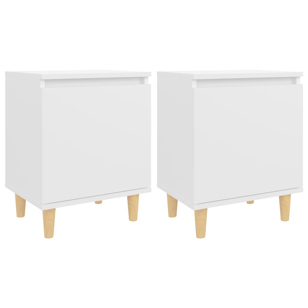 VidaXL Nachtkastjes 2 St Met Massief Houten Poten 40x30x50 Cm Wit