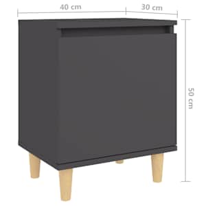 Noční stolky s dřevěnými nohami 2 ks šedé 40 x 30 x 50 cm - obrázek 9