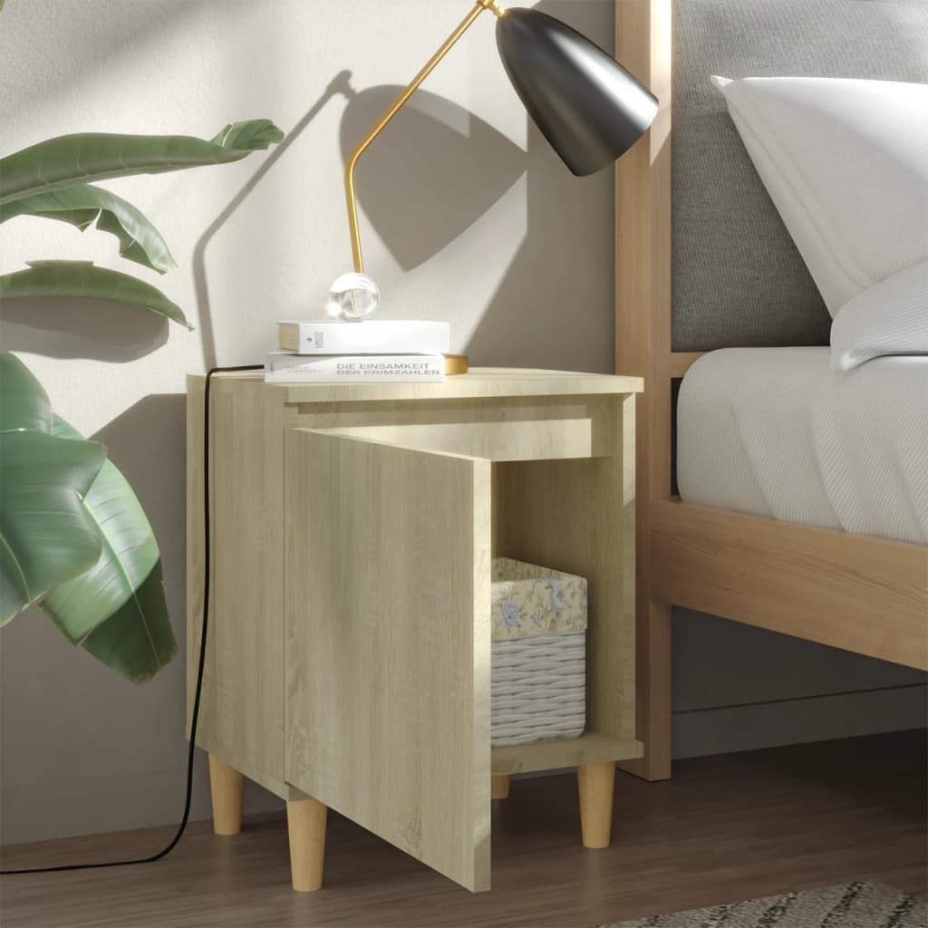 vidaXL Nachtkastje met houten poten 40x30x50 cm sonoma eikenkleurig