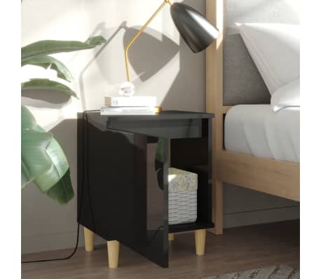 vidaXL Naktinės spintelės su kojelėmis, 2vnt., juodos, 40x30x50cm