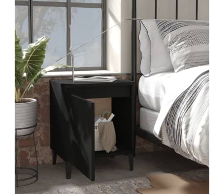 vidaXL Bed Cabinet with Metal Legs Black 40x30x50 cm