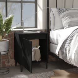 vidaXL Bed Cabinet with Metal Legs Black 40x30x50 cm