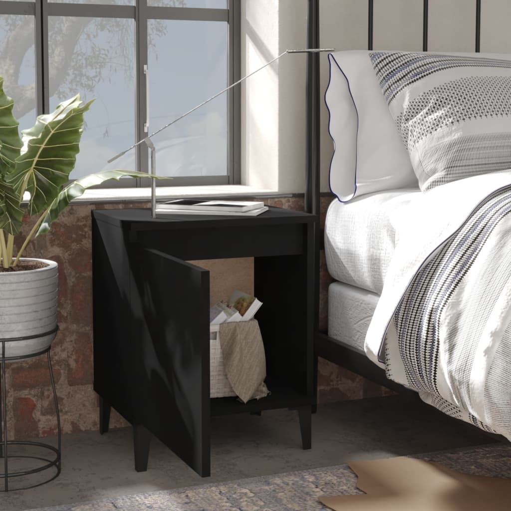 

vidaXL Nachtkastjes 2 st met metalen poten 40x30x50 cm zwart