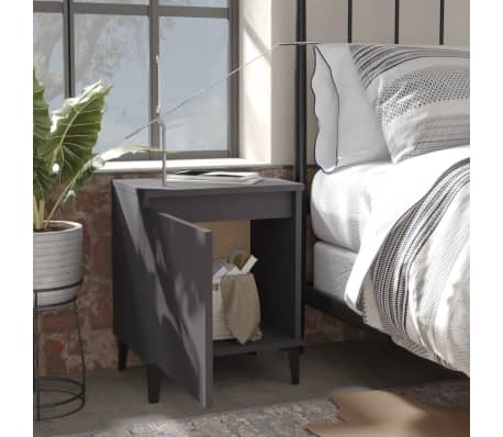 vidaXL Nattbord med metallben gr&aring; 40x30x50 cm