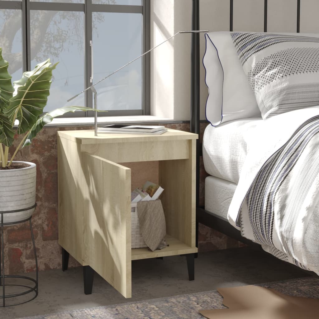 vidaXL Nachtkastje met metalen poten 40x30x50 cm sonoma eikenkleurig