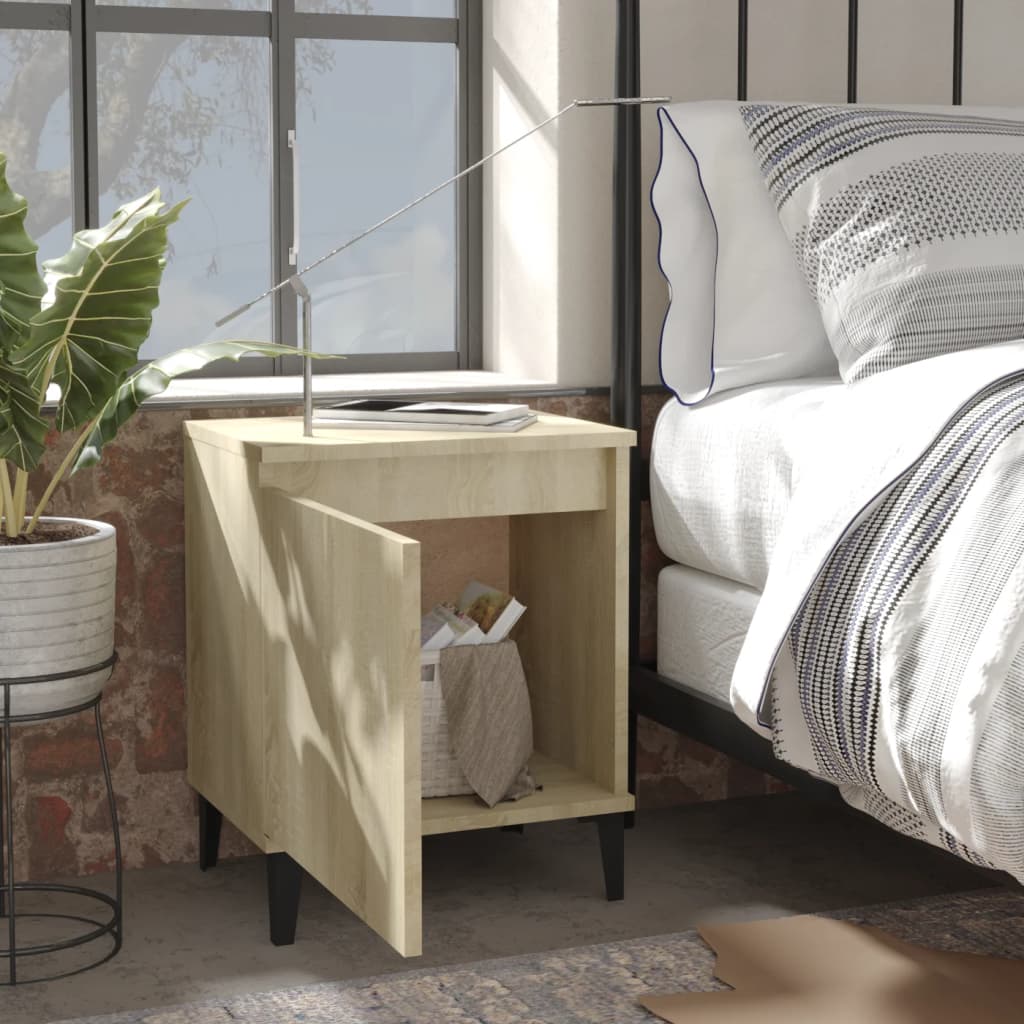

vidaXL Nachtkastjes 2 st met metalen poten 40x30x50 cm sonoma eiken
