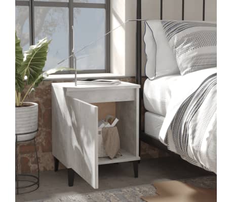 vidaXL Bed Cabinet with Metal Legs Concrete Grey 40x30x50 cm