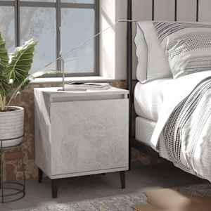 Nočna omarica s kovinskimi nogami betonsko siva 40x30x50 cm