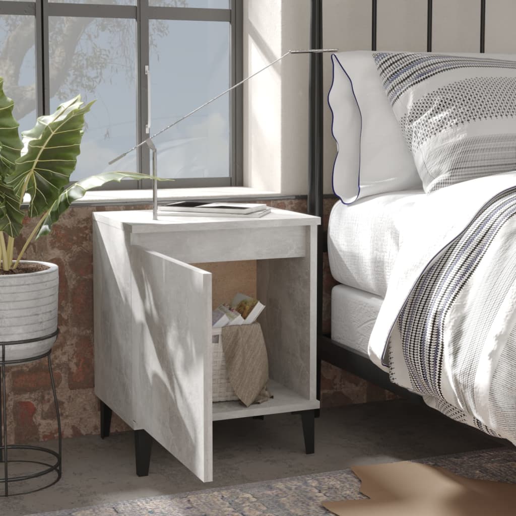 

vidaXL Nachtkastjes 2 st met metalen poten 40x30x50 cm betongrijs