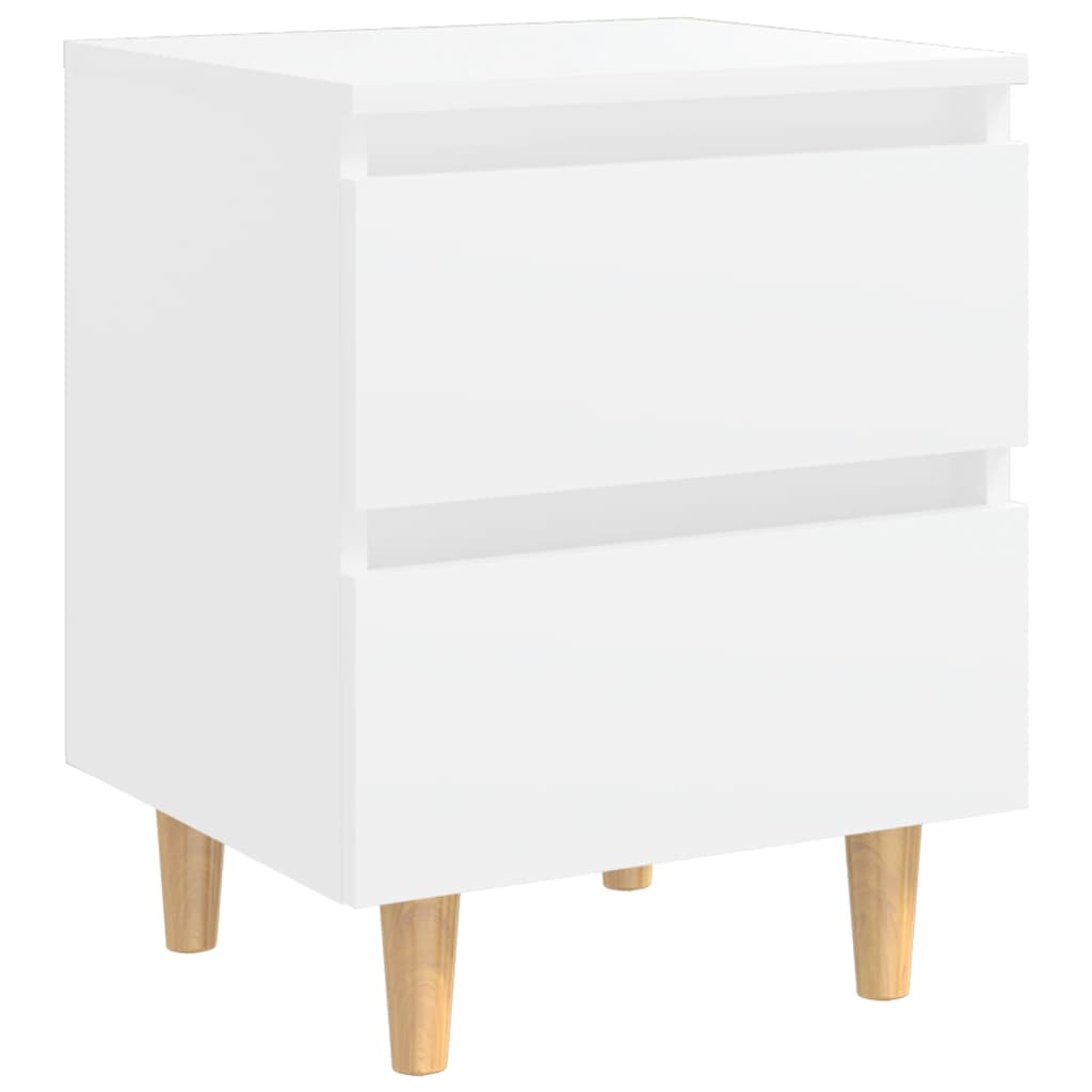 Nachttisch mit Kiefernholz-Beinen Weiß 40x35x50 cm