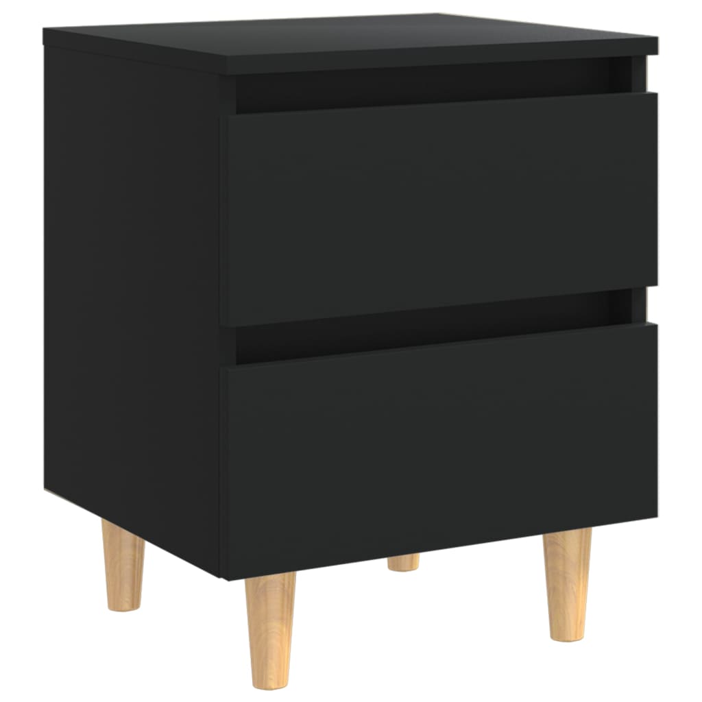 

vidaXL Nachtkastjes 2 st met grenenhouten poten 40x35x50 cm zwart